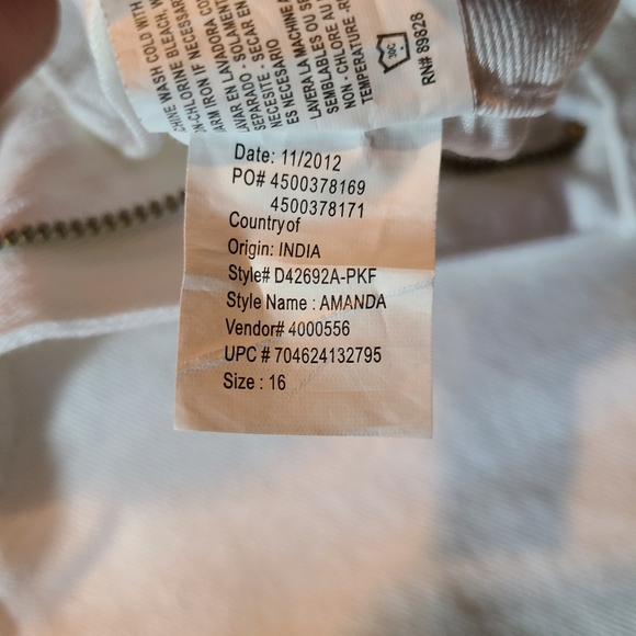 Gloria Vanderbilt white Jeans 16 Amanda skinny nwt - Picture 5 of 7